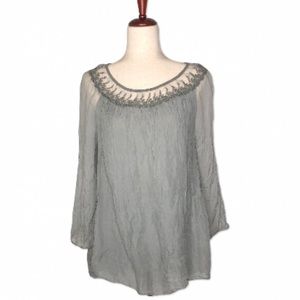 Carla Conti Silk Embroidered Blouse Sz S